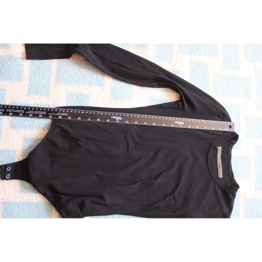 Enza Costa Size S Black Bodysuit Long Sleeve Cotton Lycra Crew Neck SJB7027 - Picture 10 of 10